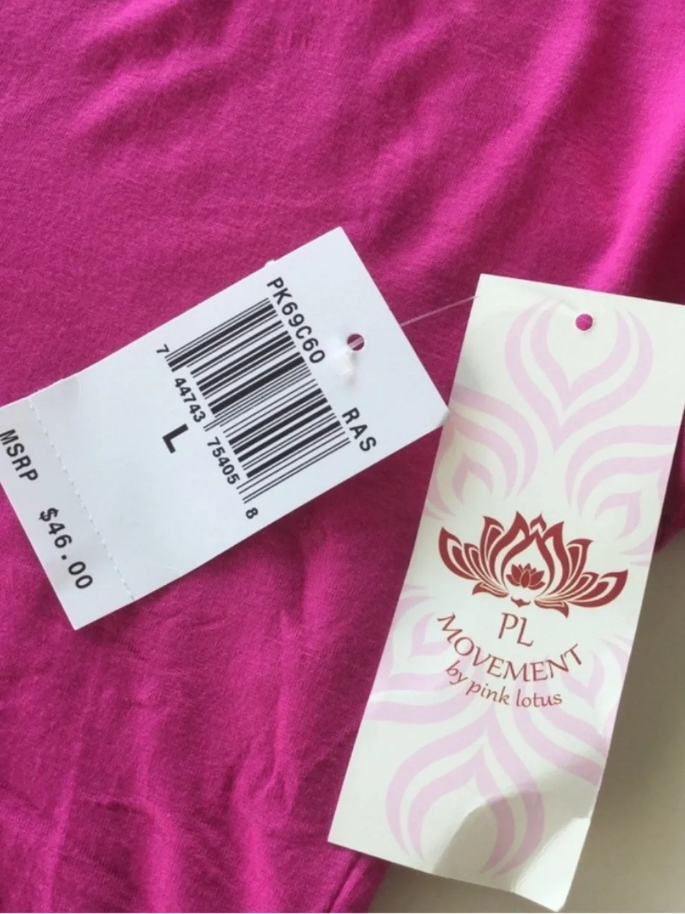 NWT Pink Lotus Fuchsia Inspirational Work-Out Top Size L